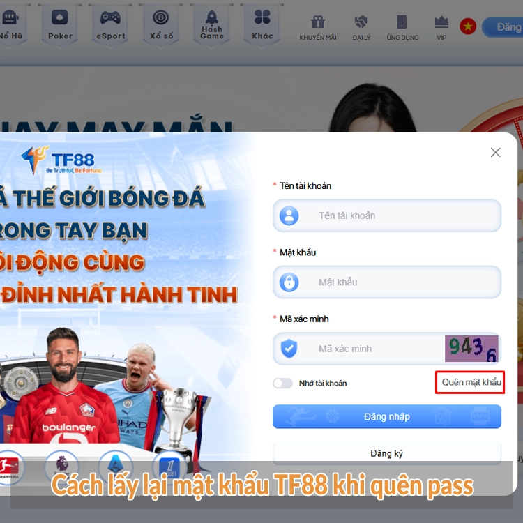 Cách lấy lại mật khẩu TF88 khi quên pass Cách lấy lại mật khẩu TF88 khi quên pass