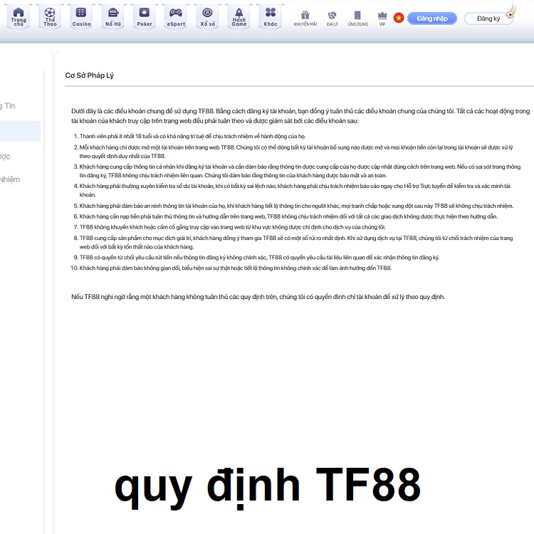 quy định TF88 quy định TF88